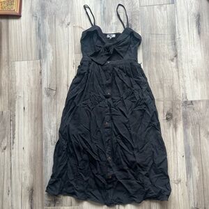 Wildfire Black Button-Front Midi Dress